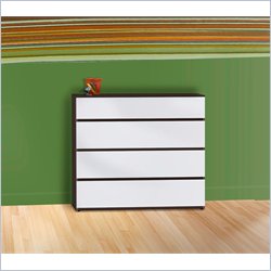 Nexera Allure 4-Drawer Chest in White Lacquer & Ebony