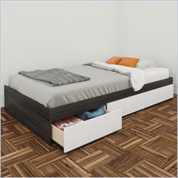 Nexera Allure 39 Reversible Storage Bed in White Lacquer & Ebony