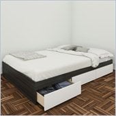Nexera Allure 54 Reversible Full Storage Bed in White Lacquer & Ebony