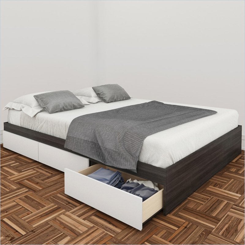 Nexera Allure 60 Storage Bed White Lacquer & Ebony