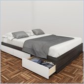 Nexera Allure 60 Queen Storage Bed in White Lacquer & Ebony