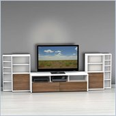 Nexera Liber-T 5-Piece Entertainment Center in White and Walnut