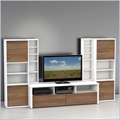 Nexera Liber-T 5-Piece Entertainment Center in White and Walnut