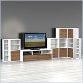 Nexera Liber-T 7-Piece Entertainment Center in White and Walnut