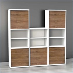Nexera Liber-T 3-Piece Modular Storage Set in White and Walnut