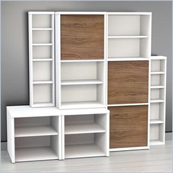 Nexera Liber-T 6-Piece Modular Storage Set in White and Walnut