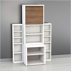 Nexera Liber-T 4-Piece Modular Storage Set in White and Walnut
