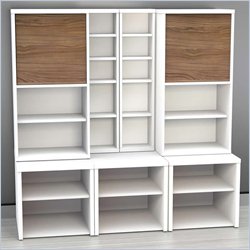 Nexera Liber-T 7-Piece Modular Storage Set in White and Walnut