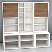 Nexera Liber-T 7-Piece Modular Storage Set in White and Walnut