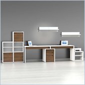Nexera Liber-T 8-Piece Modular Workstation in White and Walnut