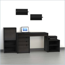 Nexera Sereni-T 6-Piece Modular Workstation in Ebony