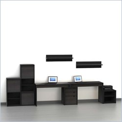 Nexera Sereni-T 8-Piece Modular Workstation in Ebony