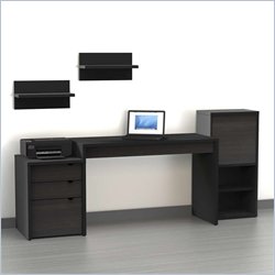 Nexera Sereni-T 5-Piece Modular Workstation in Ebony