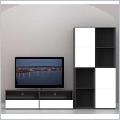 Nexera Allure 5-Piece Entertainment Center in Ebony and White