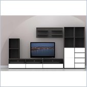 Nexera Allure 8-Piece Entertainment Center in Ebony and White