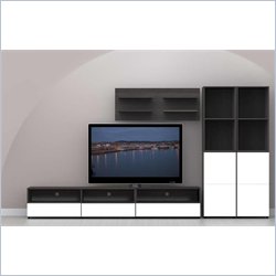 Nexera Allure 7-Piece Entertainment Center in Ebony and White
