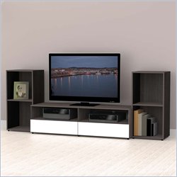 Nexera Allure 3-Piece Entertainment Center in Ebony and White