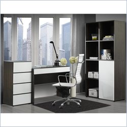 Nexera Allure 6-Piece Office Module in Ebony and White