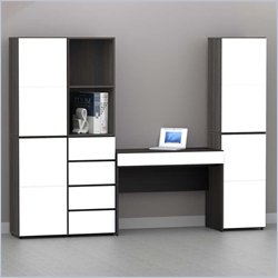 Nexera Allure 7-Piece Office Module in Ebony and White