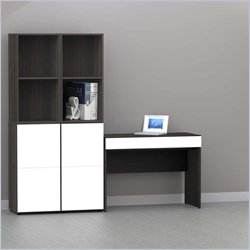 Nexera Allure 5-Piece Office Module in Ebony and White