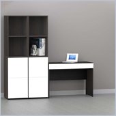 Nexera Allure 5-Piece Office Module in Ebony and White