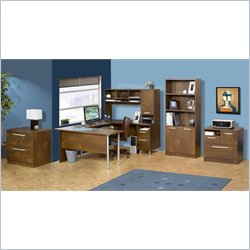 Nexera Aero Lite U-Shape Workstation Set with Hutch in Truffle