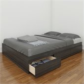 Nexera Atom 54 Reversible Storage Bed in White Lacquer and Ebony