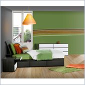 Nexera Atom 39 Bedroom Set in White Lacquer and Ebony
