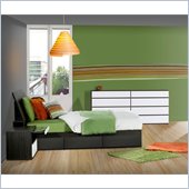 Nexera Atom 39 Bedroom Set in White Lacquer and Ebony