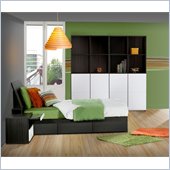 Nexera Atom 39 Bedroom Set in White Lacquer and Ebony