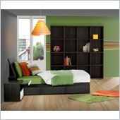 Nexera Atom 39 Bedroom Set in White Lacquer and Ebony