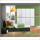 Nexera Atom 39 Bedroom Set in White Lacquer and Ebony