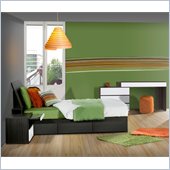 Nexera Atom 39 Bedroom Set in White Lacquer and Ebony