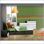 Nexera Atom 39 Bedroom Set in White Lacquer and Ebony