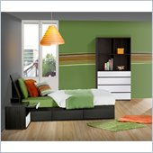 Nexera Atom 39 Bedroom Set in White Lacquer and Ebony