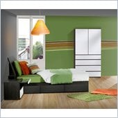 Nexera Atom 39 Bedroom Set in White Lacquer and Ebony