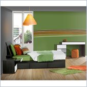 Nexera Atom 39 Bedroom Set in White Lacquer and Ebony
