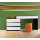 Nexera Atom Reversible Desk with Chest in White Lacquer and Ebony