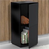 Nexera Avenue One Door Storage Module in Black Lacquer & Melamine