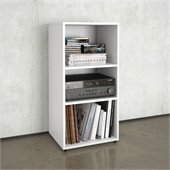 Nexera Blvd Open Storage Module in White Lacquer & Melamine