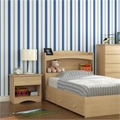 Nexera Alegria Twin Captain's Bed 3 Piece Bedroom Set in Natural Maple
