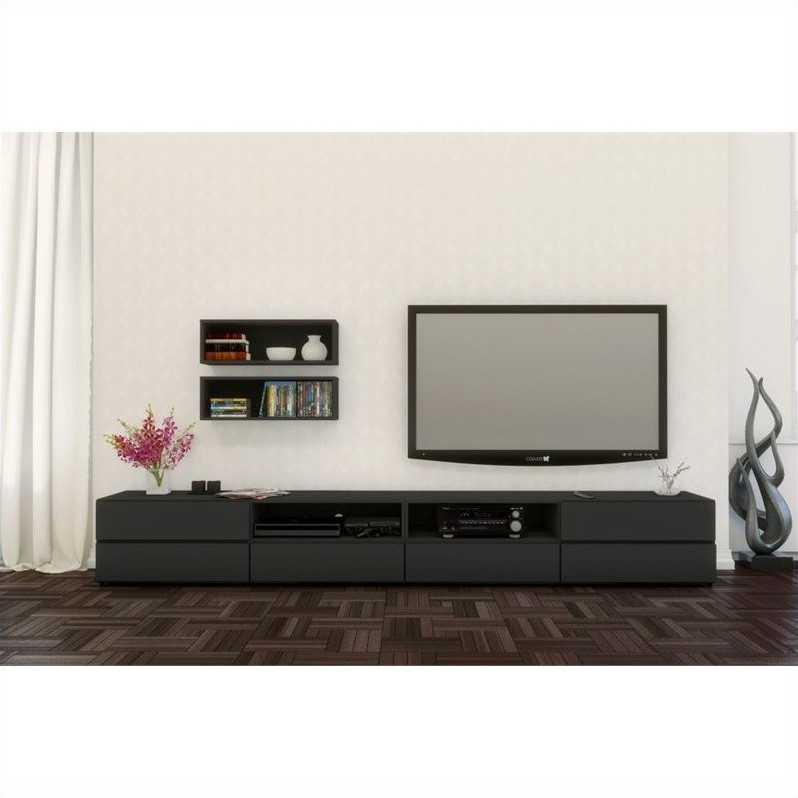 3 Piece Entertainment Set In Black Lacquer And Melamine 400527