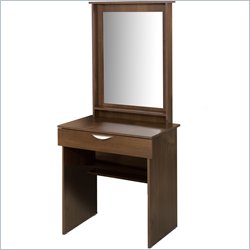 Nexera Nocce Wood Makeup Vanity Table and Mirror in Truffle Finish