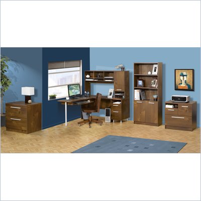 Nexera Aero Lite L-Shape Workstation Set with Hutch in Truffle