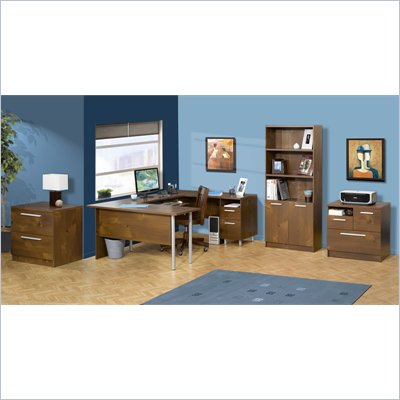 Nexera Aero Lite U-Shape Workstation Set in Truffle