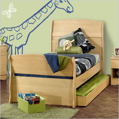 Nexera Alegria Twin Sleigh Bed in Natural Maple