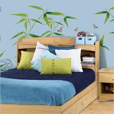 Nexera Alegria Full Bookcase Headboard in Natural Maple