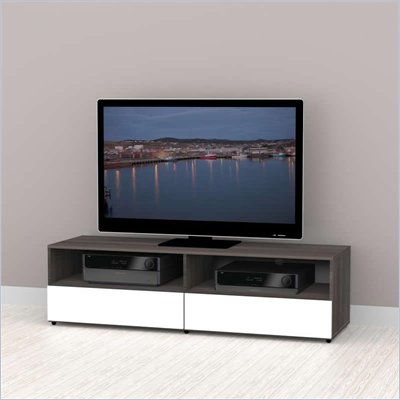 Nexera Allure 60" TV Stand in White Lacquer & Ebony