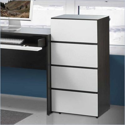Nexera Allure 3-Drawer Storage Module in White Lacquer & Ebony