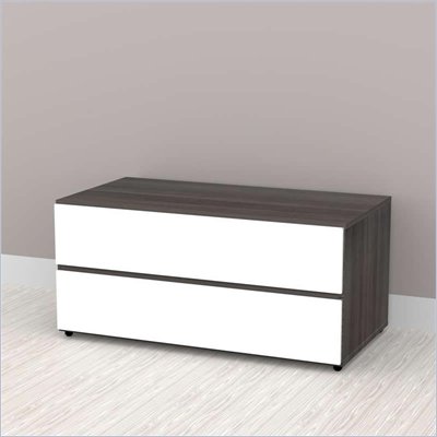 Nexera Allure 36" Storage Unit in White Lacquer & Ebony